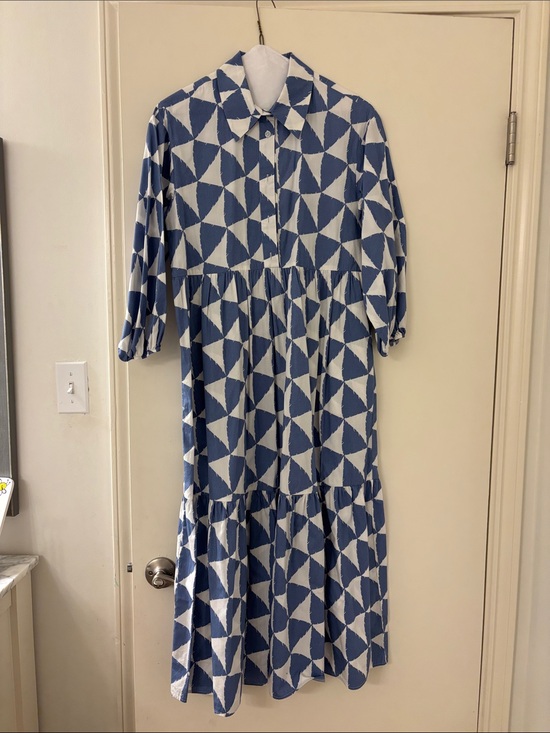 Mauve Dresses & Skirts - Mauve Blue and White Geometric Maxi Dress